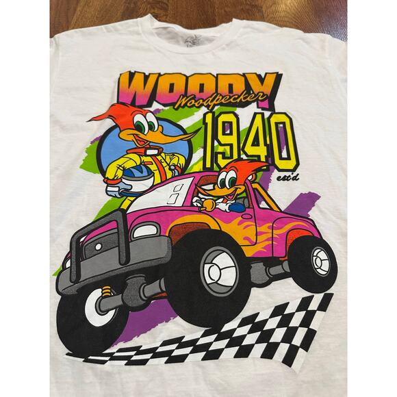 Woody Woodpecker Cartoon 1940 Race Cotton T-Shirt Men's Size Large NWT - Picture 2 of 8